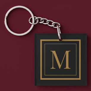 Monogramme encadré noir et or personnalisé
