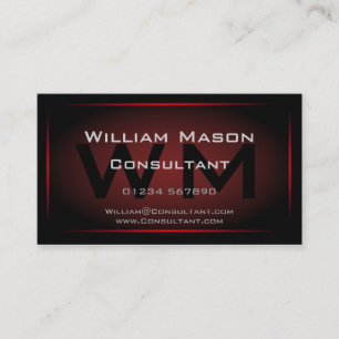 Monogramme encadré noir et rouge - Carte de visite