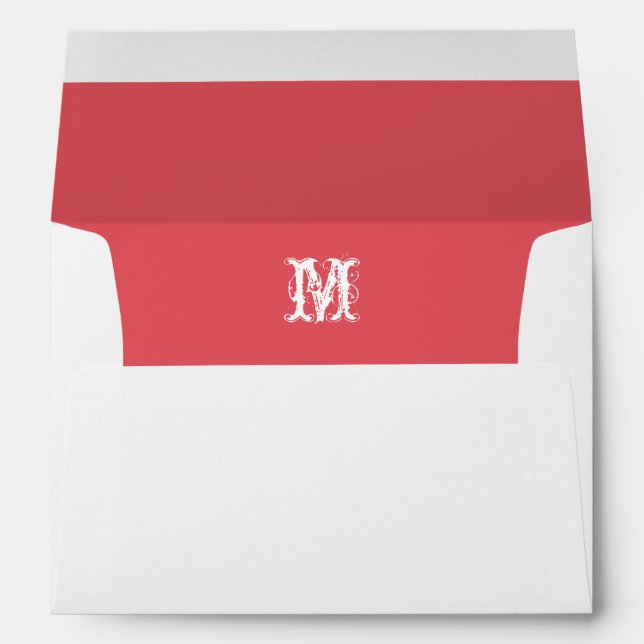 Monogramme Enveloppe blanche initiale, Corail (Dos (Bas))