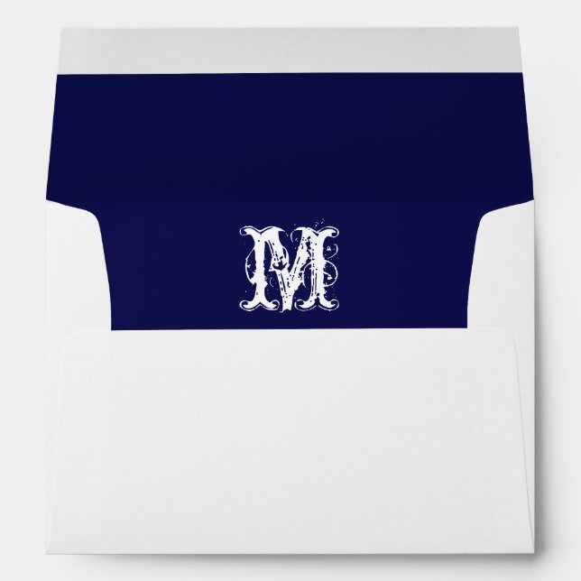 Monogramme Enveloppe blanche initiale, Navy Liner (Dos (Bas))
