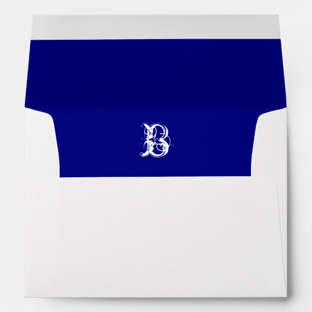 Monogramme Enveloppe blanche initiale, Royal Blue  (Dos (Bas))