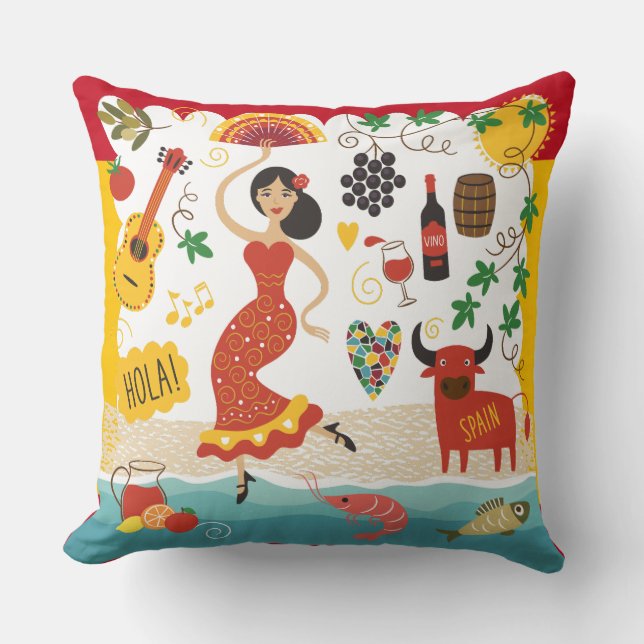 MONogramme ESPAGNE - REGARDEZ ! Coussin décoratif (Recto)