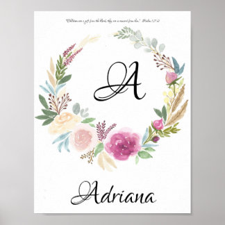 Monogramme et affiche de nom, affiche de nom d'enf