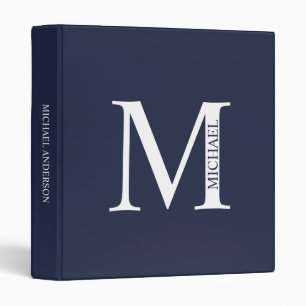 Monogramme et Classeur de nom personnalisés bleu m