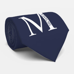 Monogramme et Cravate de nom personnalisés bleu ma
