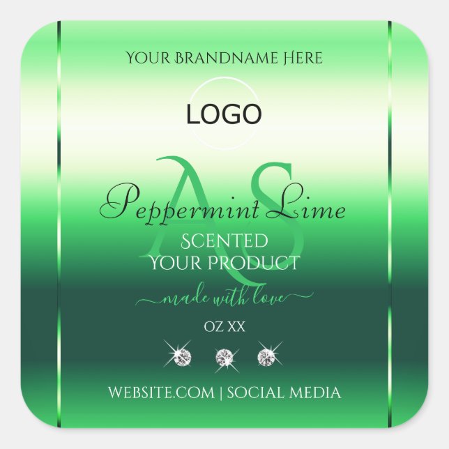 Monogramme et logo Étiquettes de produits verts (Devant)