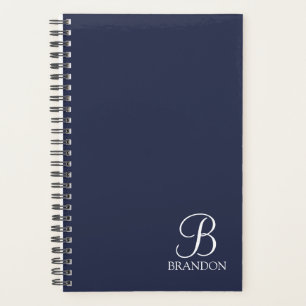 Monogramme et nom de script personnalisé bleu mari