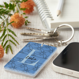 Monogramme et nom du coeur bleu avec courriel