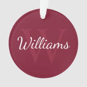 Monogramme et nom personnalisé Bourgogne rouge