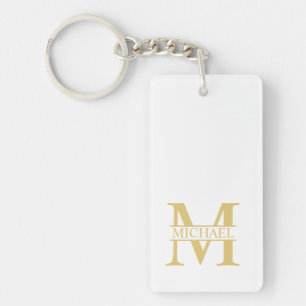Monogramme et nom personnalisés blanc et or