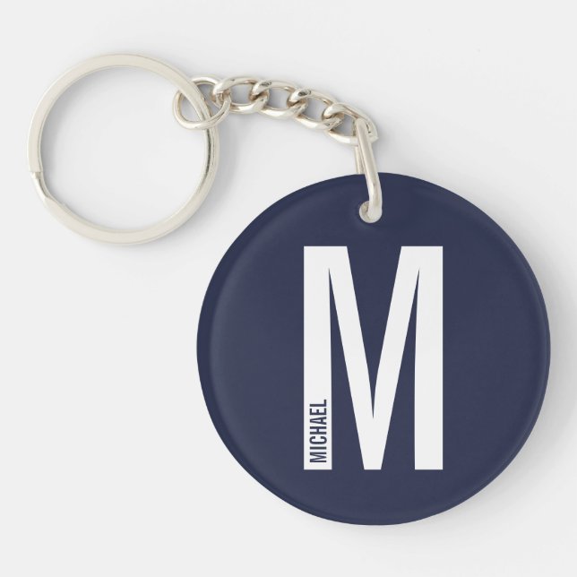 Monogramme et nom personnalisés bleu marine (Devant)