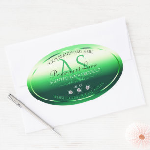 Monogramme Étiquette Rhinestones Green Shimmery