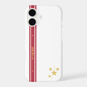 Monogramme Étoile Dorée Rayure Rouge Foncé Moder