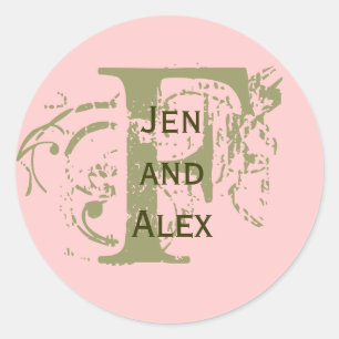Monogramme F et Noms Sticker rose