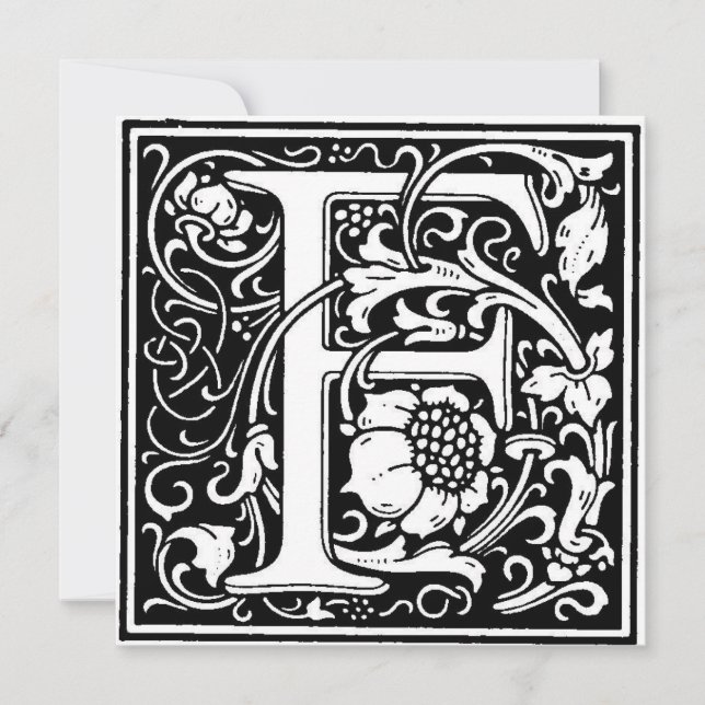 Monogramme F Modèle floral noir et blanc initial (Devant)