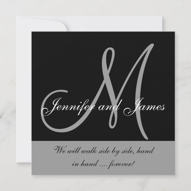 Monogramme Faire-part de mariage blanc (Devant)