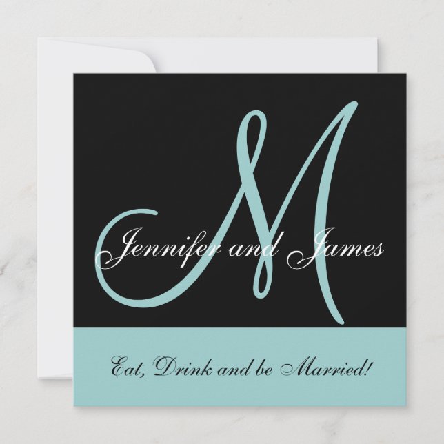 Monogramme Faire-part de mariage bleu disant des n (Devant)
