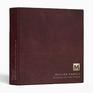 Monogramme Famille Histoire Cuir rouge Classeur li