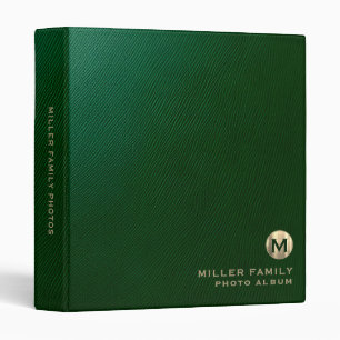 Monogramme Famille Photo Album Classeur Cuir vert