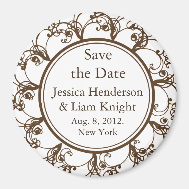 Monogramme fantaisie Enregistrer la date Magnet ch (Devant)