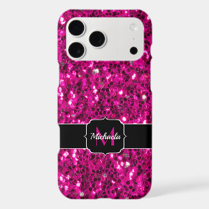 Monogramme faux paillettes scintillantes rose chau