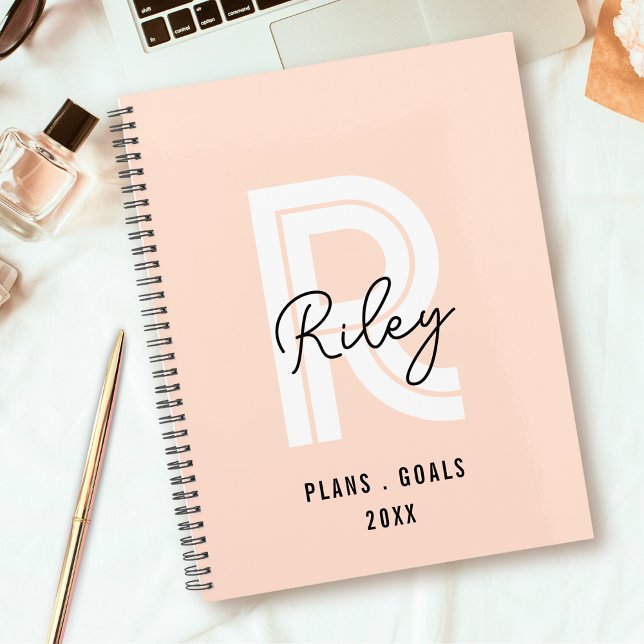 Monogramme Fille Script Blush rose mignon Retro te (Créateur téléchargé)