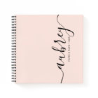 Monogramme fillette calligraphie Carnet rose