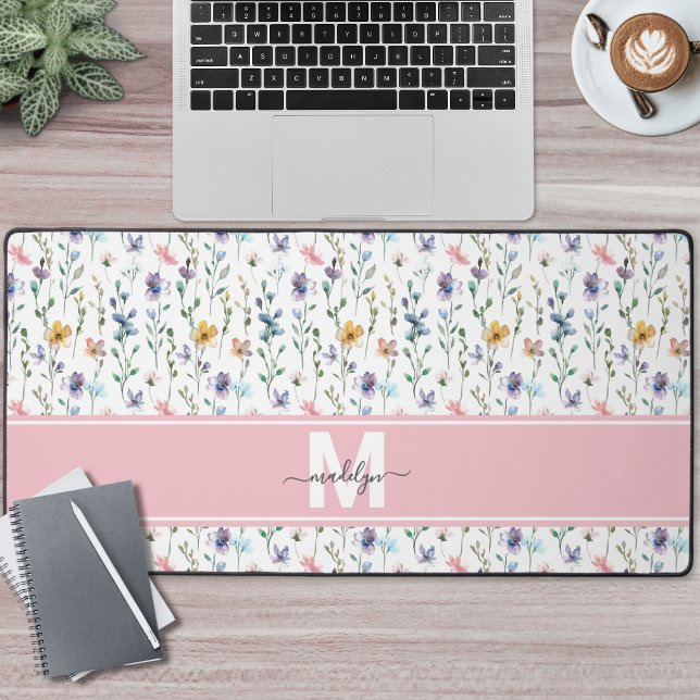 Monogramme Fleur Sauvage (Wildflower Monogram Desk Mat )