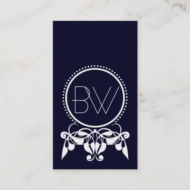 Monogramme fleurit [bleu] Carte de visite (Devant)