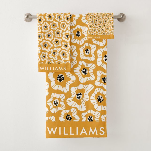 Monogramme Fleurs Élégant Ensemble De Serviettes D (En situation)