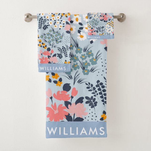 Monogramme Fleurs Élégant Ensemble De Serviettes D (En situation)