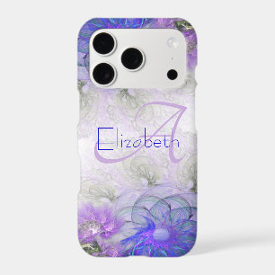 Monogramme floral Abstrait Nom bleu initial