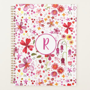 Monogramme Floral Aquarelle Moderne Planificateur 