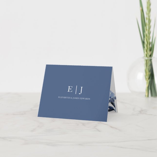 Monogramme floral bleu Deux initiaux Personnalisé (Devant)