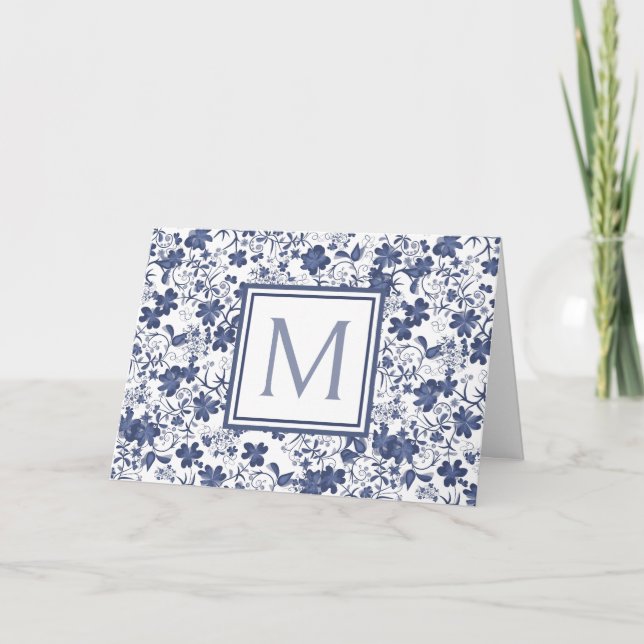 Monogramme floral bleu et gris (Devant)