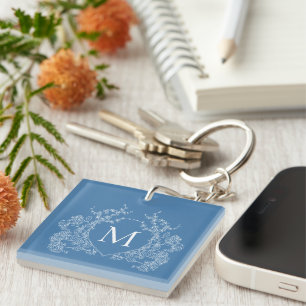 Monogramme Floral Bleu Moderne