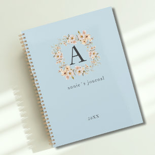 Monogramme floral Boho personnalisé bleu