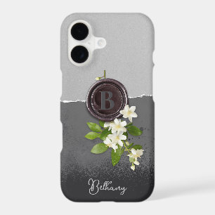 Monogramme floral de cire fausse scellé noir mat 