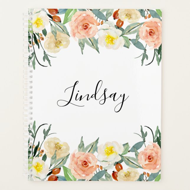 Monogramme floral de pêche tendance (Devant)