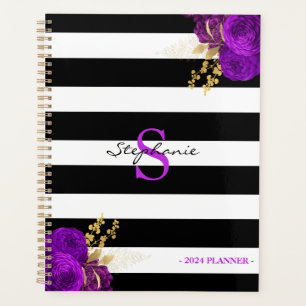 Monogramme Floral d'or violet Grandes noires 2024