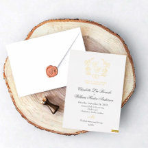 Monogramme floral doré Invitations de mariage