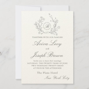 Monogramme floral Faire-part de mariage juif