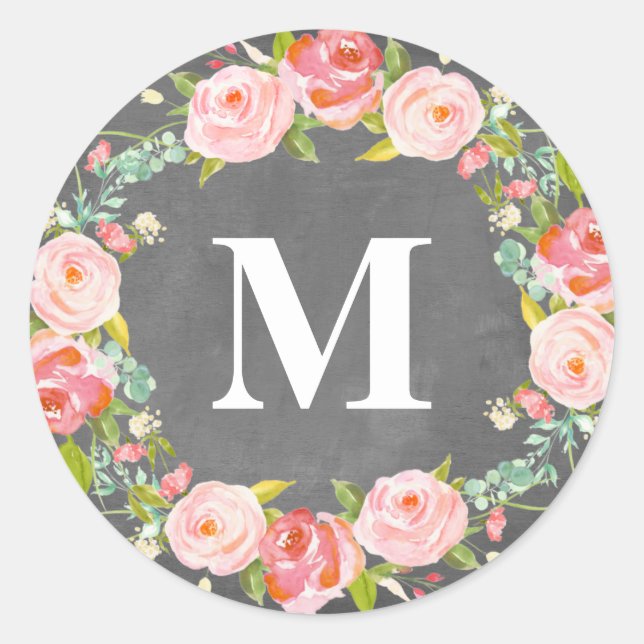 Monogramme floral | Favoriser les Étiquettes (Devant)