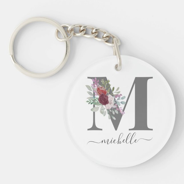 Monogramme Floral Initial Nom Moderne (Devant)
