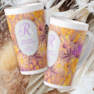 Monogramme floral mystique en floraison Mug latte 