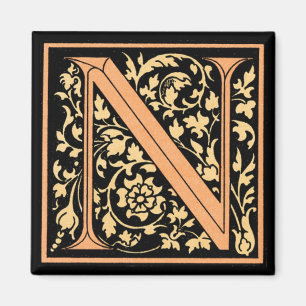 Monogramme floral 'N' - Aimant