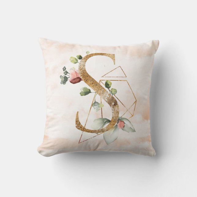 Monogramme Floral Or S Coussin (Recto)