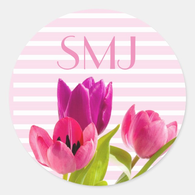 Monogramme floral rond avec Sticker pour tulipes r (Devant)