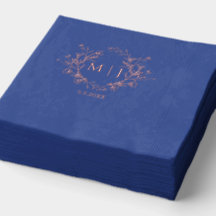 monogramme floral rose or rose bleu mariage