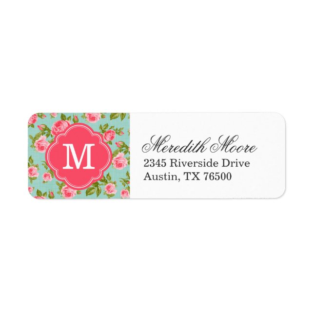 Monogramme floral Rose Vintage (Devant)